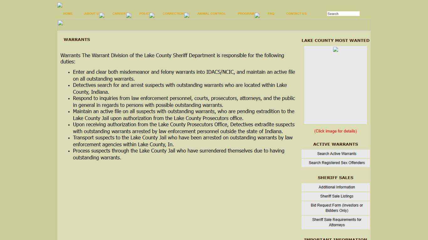 Lake County Sheriff - Warrants