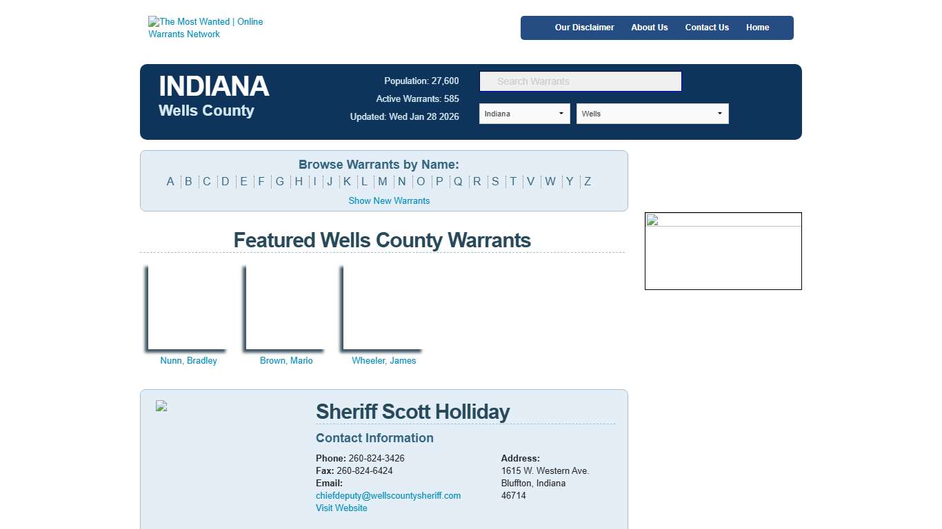 Wells County Indiana Warrants Indiana's Most Wanted TheMostWanted.net Free Warrant Checks